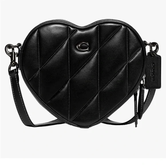 Coach Black Leather Quilted Heart Bag - Picture 7 of 7
